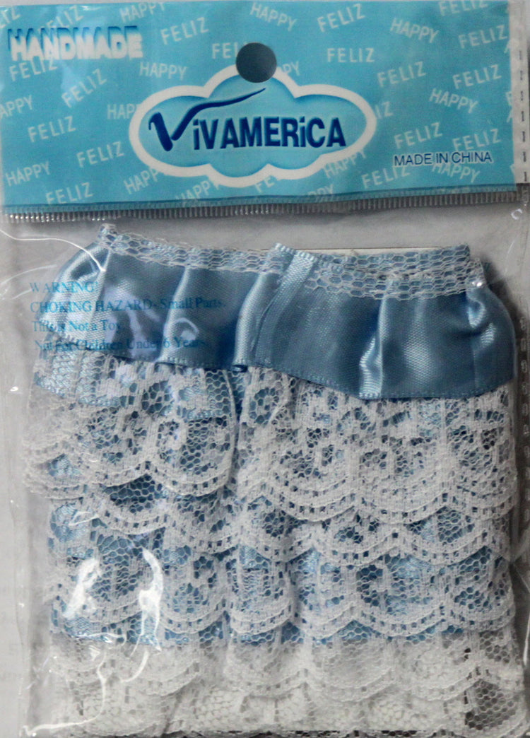 Vivamerica Handmade Baby Blue Satin Ribbon with White Lace Trim - SCRAPBOOKFARE