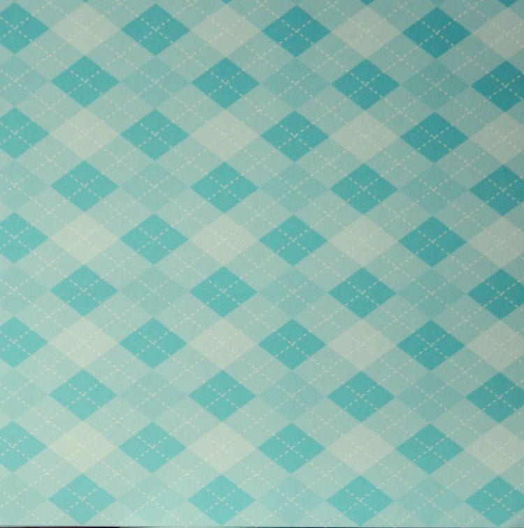 Nicole Aqua Blue Diamonds Printed 12 x 12 Scrapbook Paper