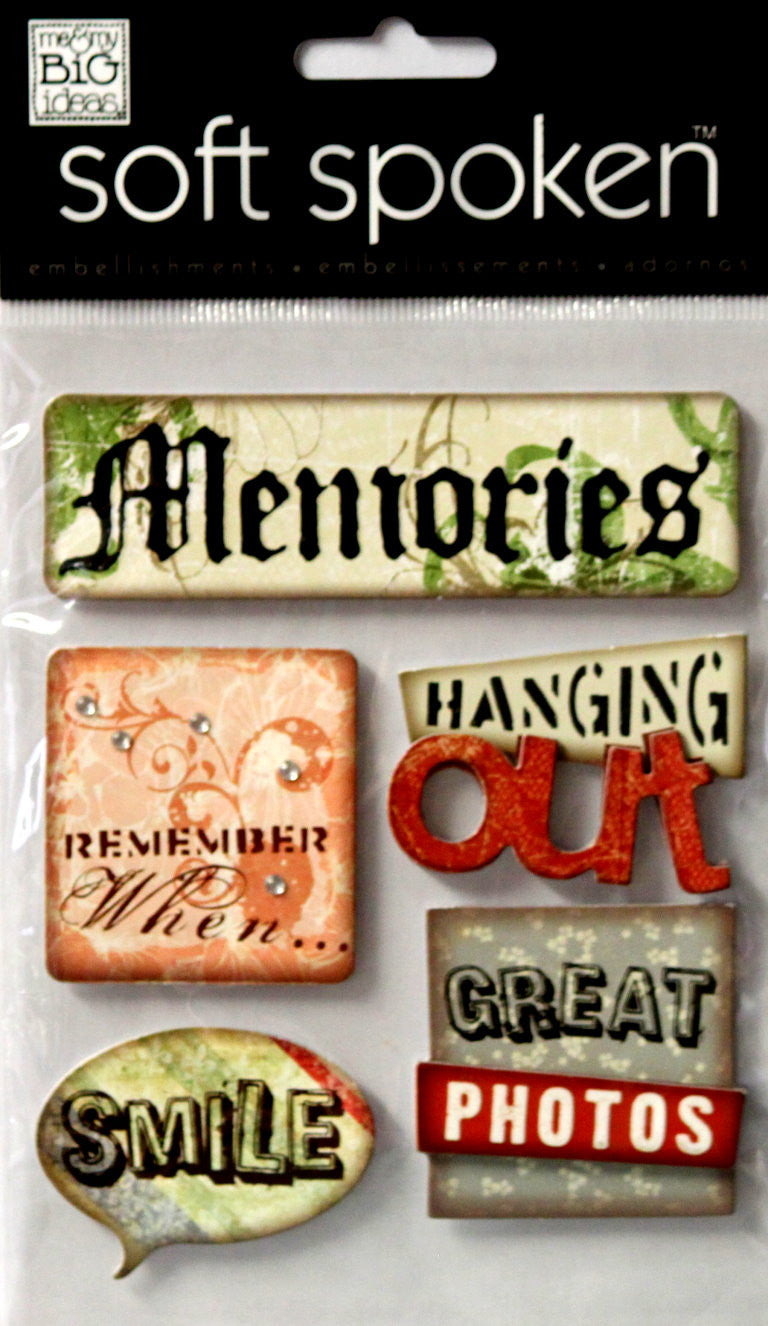Me & My Big Ideas Soft Spoken Memories Dimensional Sticker Embellishments - SCRAPBOOKFARE