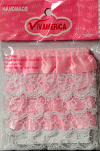 Vivamerica Handmade Baby Pink Satin Ribbon with White Lace Trim - SCRAPBOOKFARE