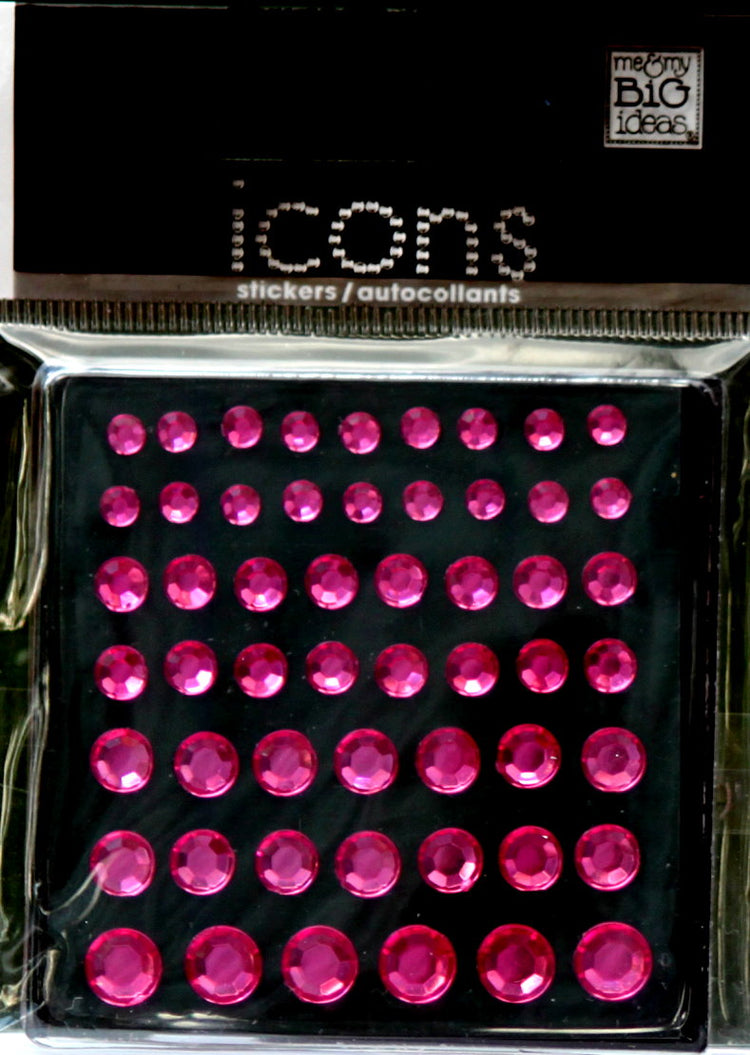 Me & My Big Ideas Icons Pink Multi Pk. Rhinestones Adhesive Gem Sticker Embellishments
