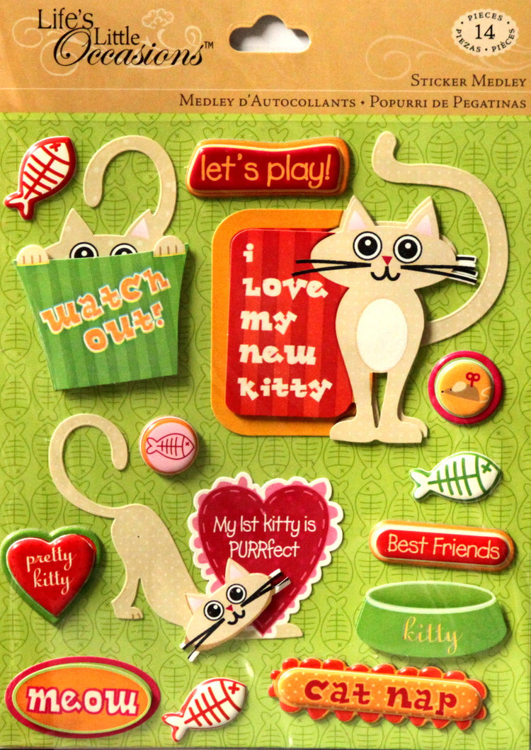 K & Company Life's Little Occasions Pet Firsts Cat Dimensional Sticker Medley