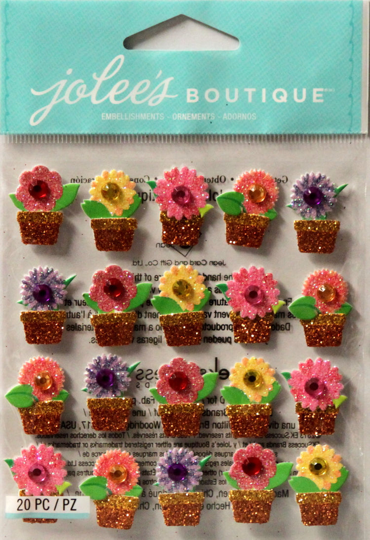 Jolee's Boutique Flower In Pots Repeats Dimensional Stickers