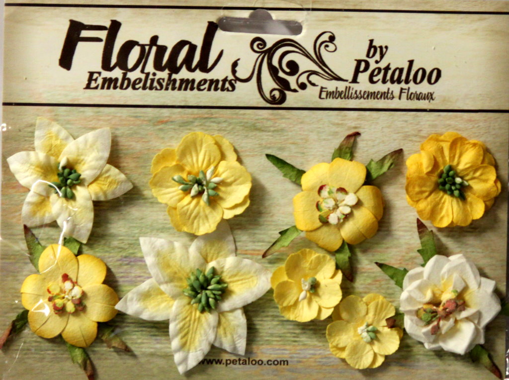 Petaloo Mini Canterbury Assortment Lemon Floral Embellishments