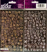 Sticko Bling Alpha Gold/Silver Embossed Metallic Stickers