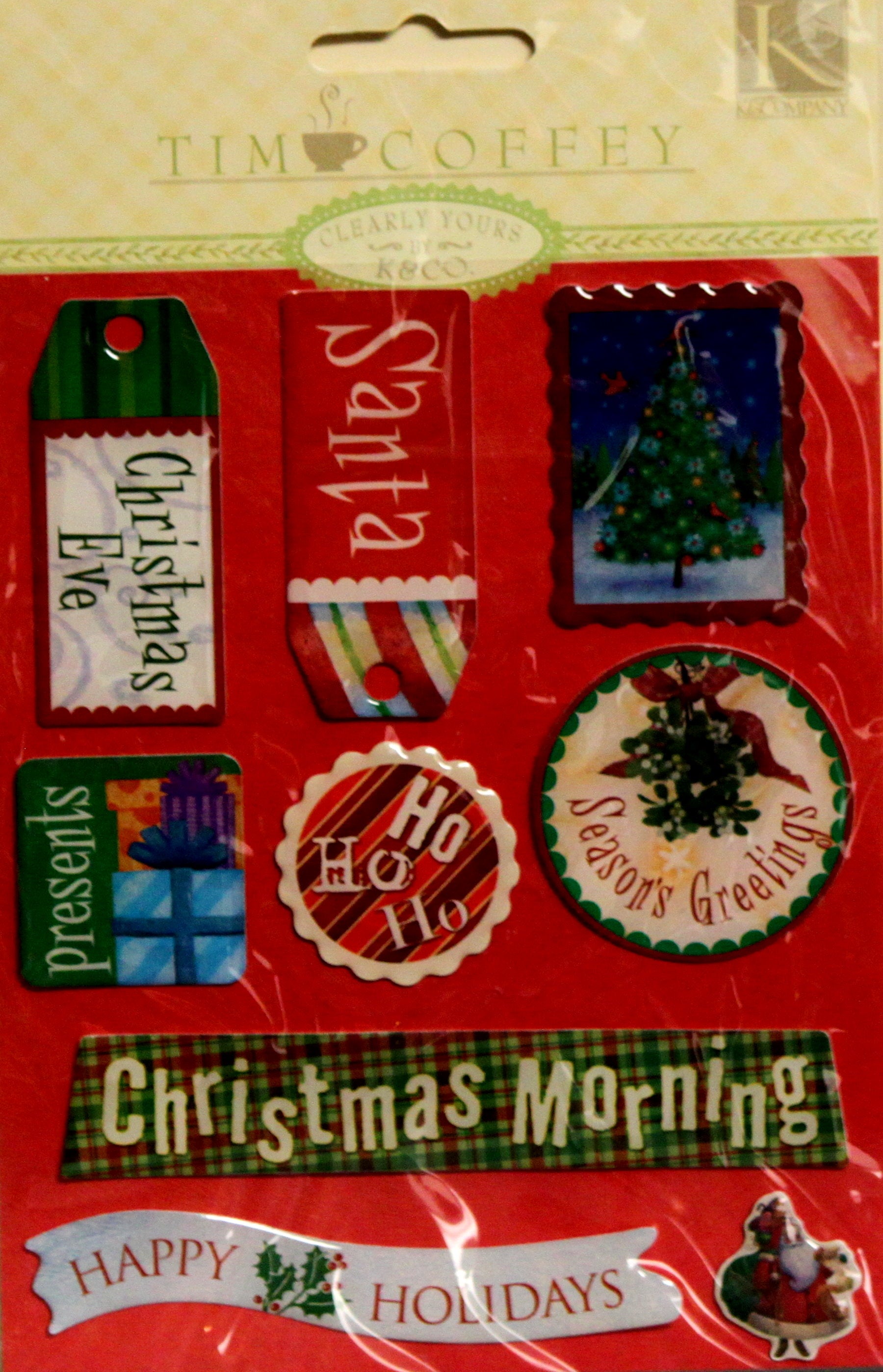 K & Company Tim Coffey Clearly Yours Christmas Epoxy Stickers