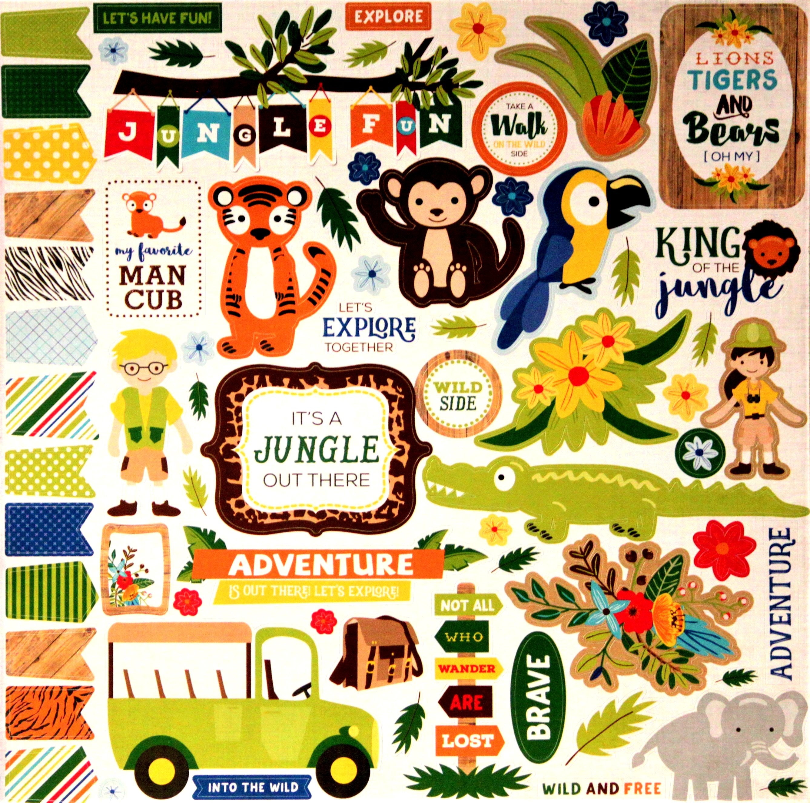 Echo Park 12 x 12 Jungle Safari Element Sticker Sheet