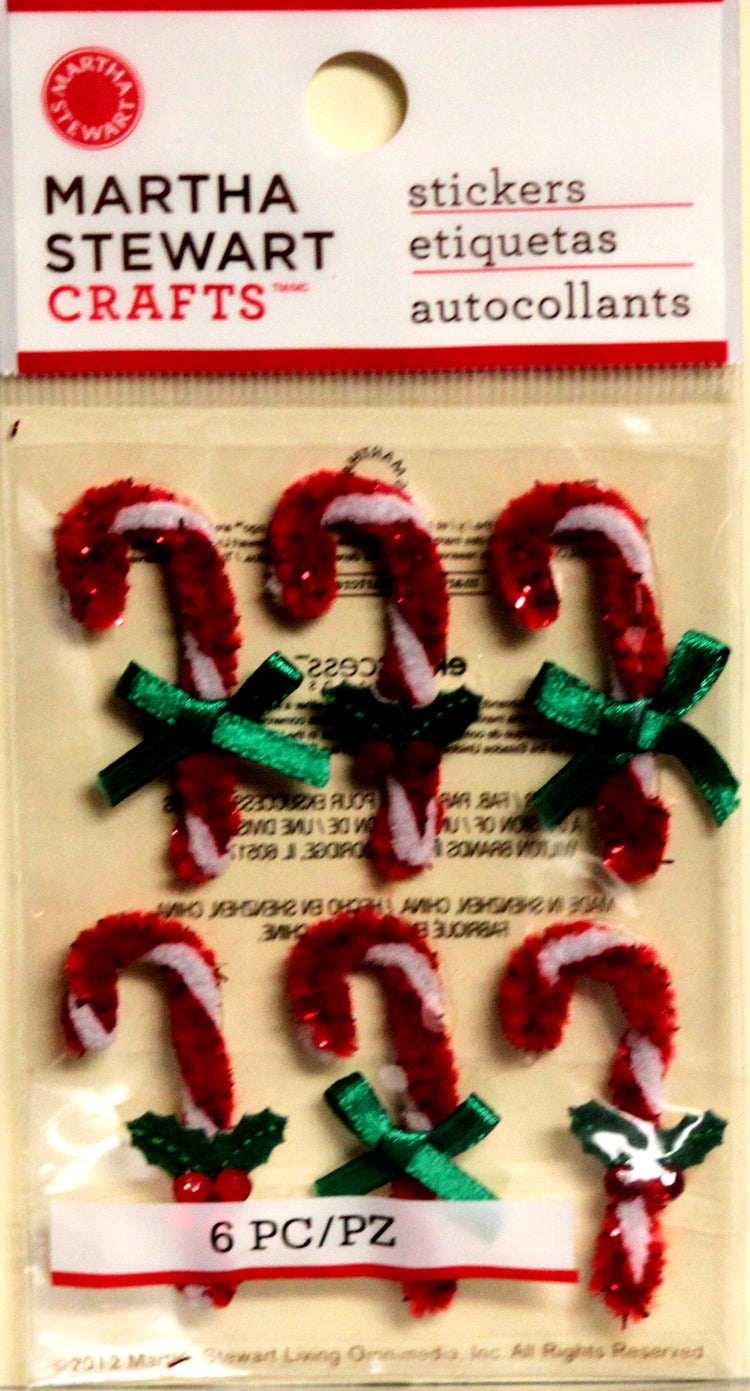 Martha Stewart Crafts Wonderland Ric-Rack Candy Cane Dimensional Vintage Stickers