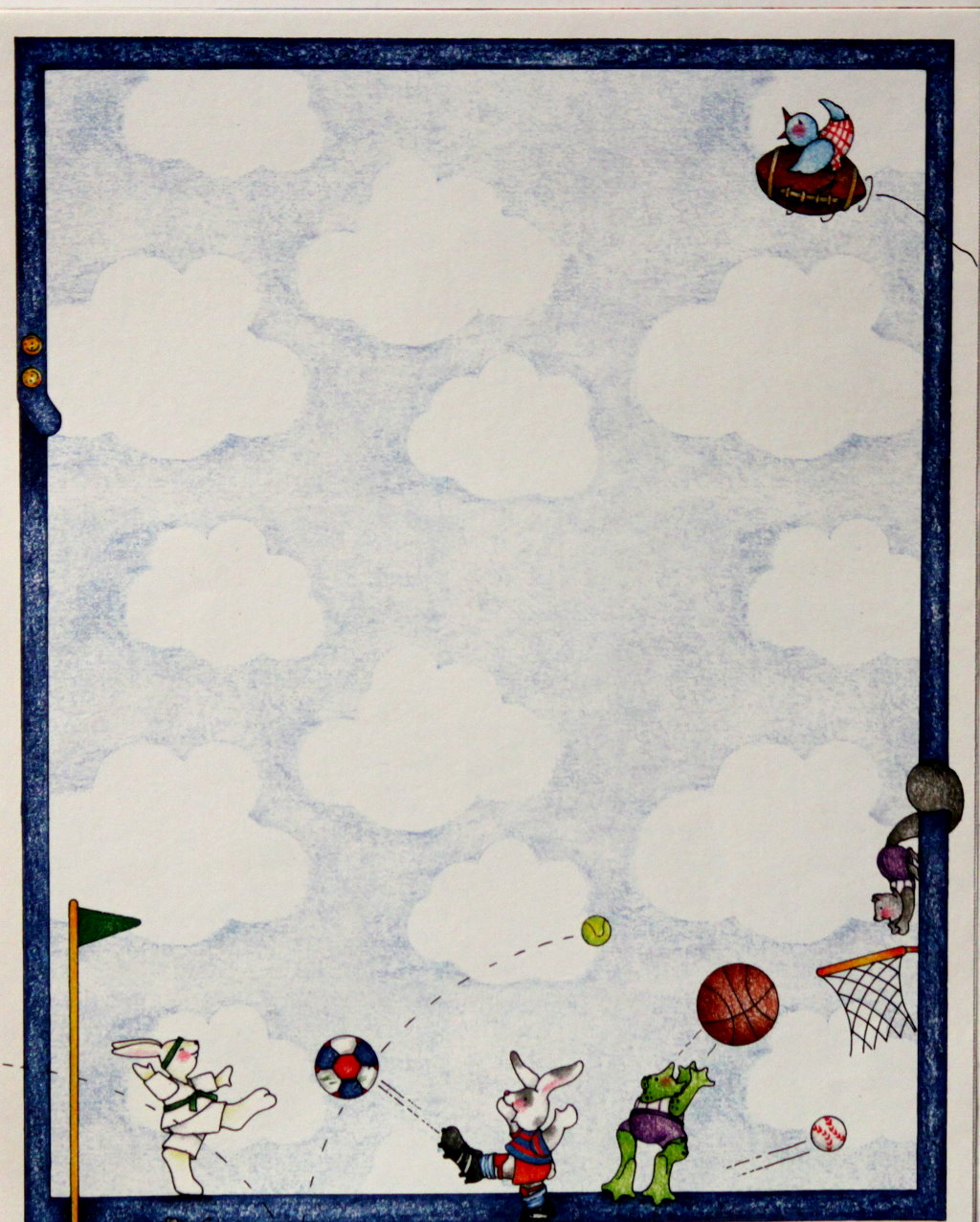Paper Pizazz Whimsical Basketball Printed 8.50" x 11" Scrapbook Paper