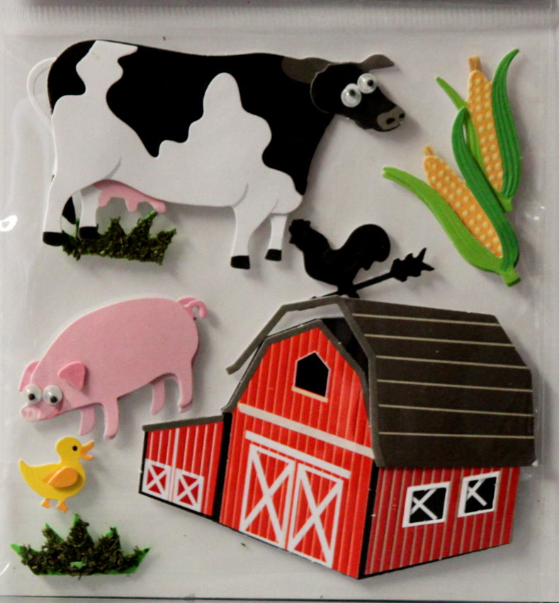 The Paper Studio LaPetites Barnyard Animals 3-D Dimensional Themed Scrapbook Stickers