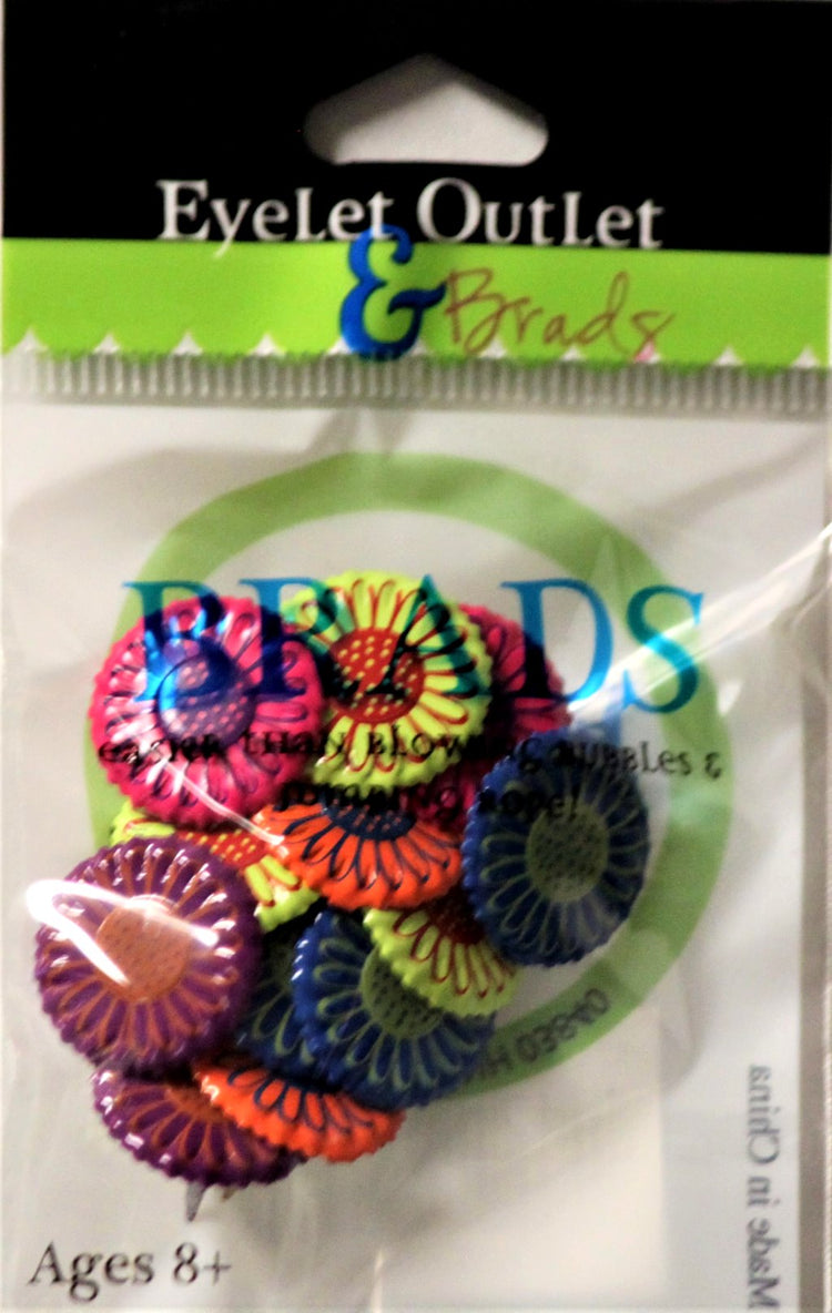 Eyelet Outlet Colored Flowers Bright Brads