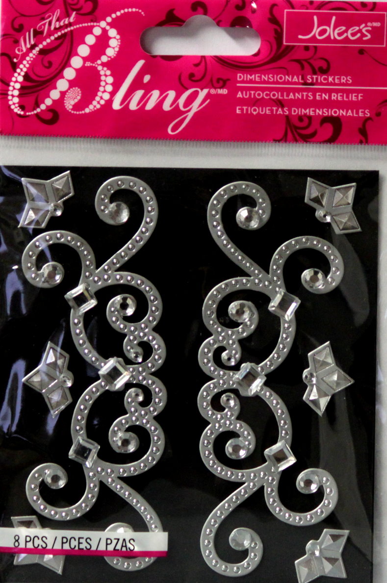 Jolee's All That Bling Silver Gem Flourishes Dimensional Stickers Embellishments