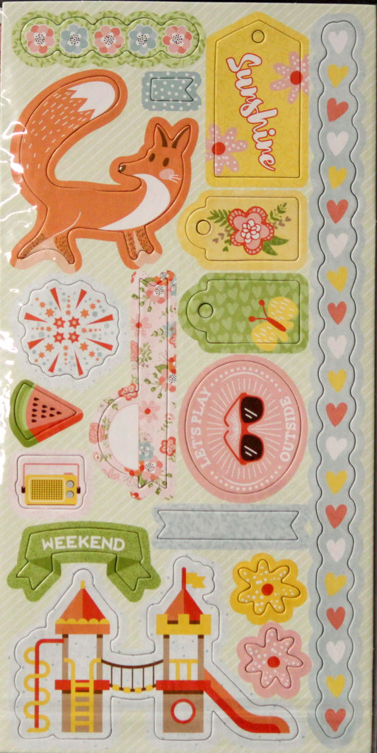BoBunny Weekend Adventures Chipboard Embellishment Stickers