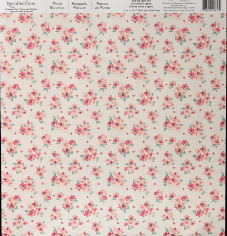 Recollections 12 x 12 Floral Bunches Scrapbook Paper - SCRAPBOOKFARE