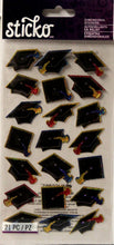 Sticko Graduation Caps Dimensional Epoxy Glittered Stickers