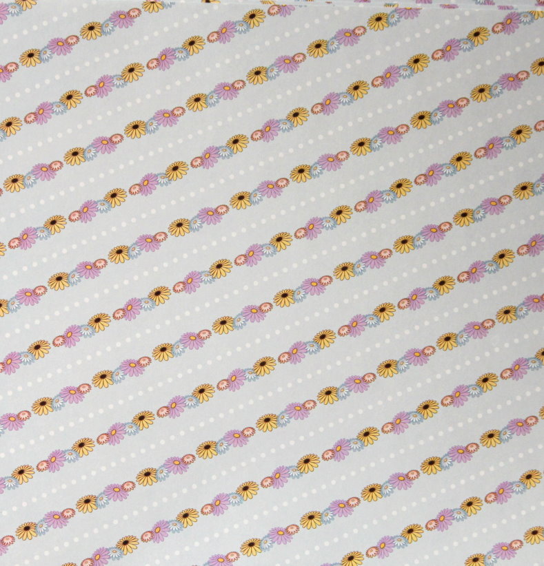 Summer Daisies Striped Coordinates Printed 12 x 12 Scrapbook Paper