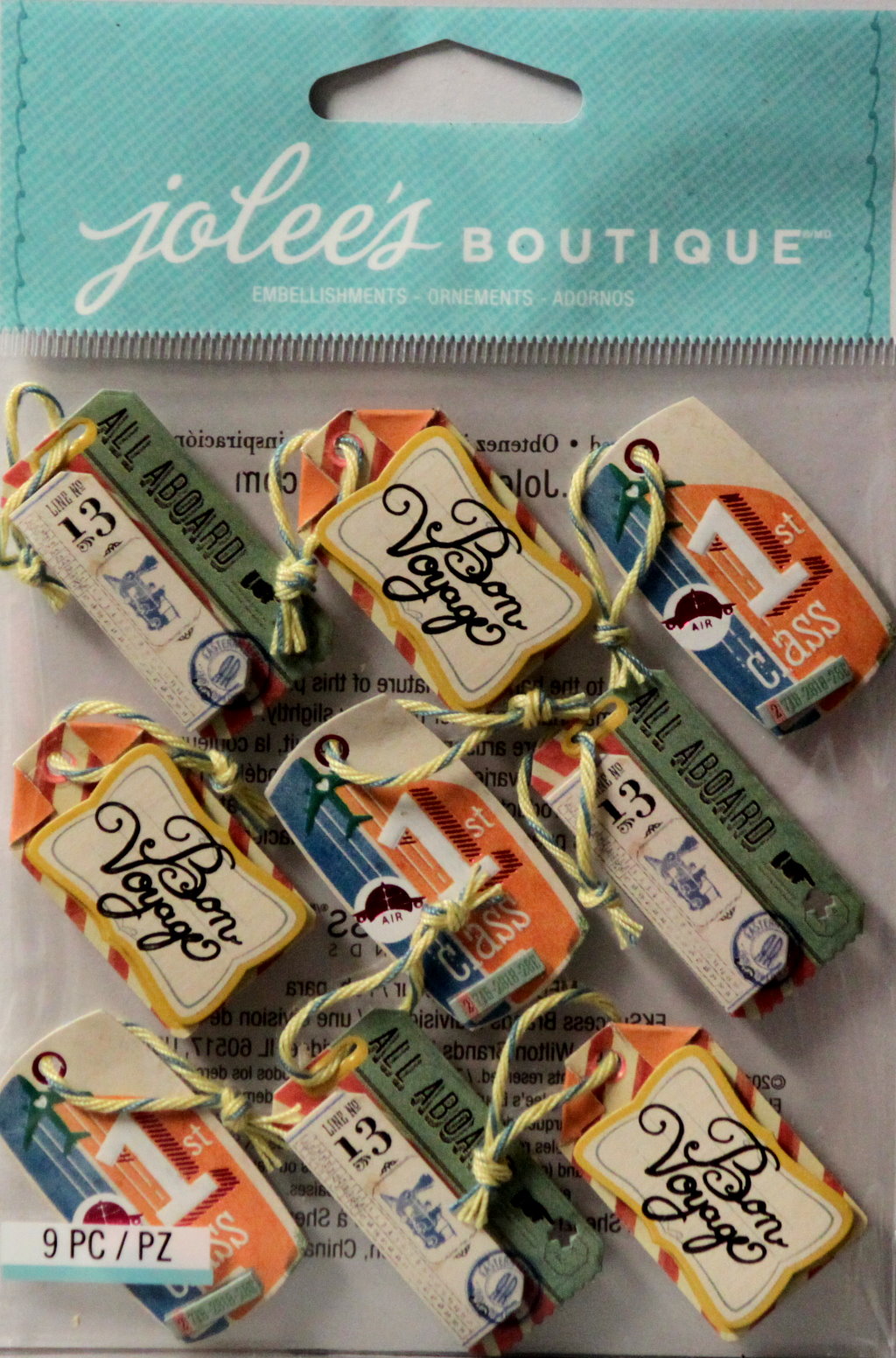 Jolee's Boutique Vintage Bon Voyage Tag Repeat Dimensional Stickers