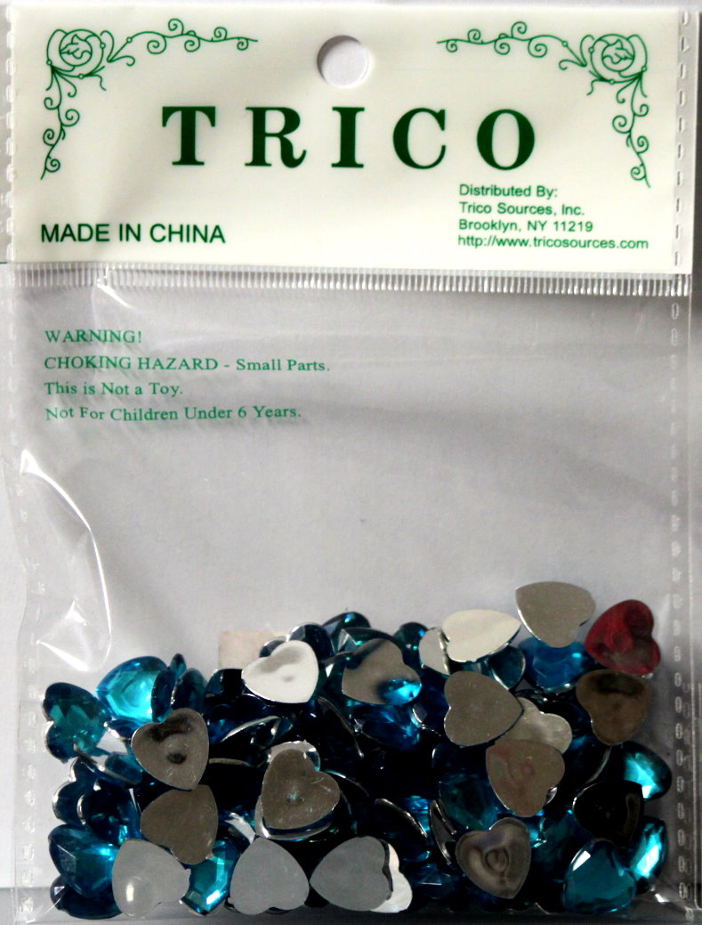 Trico Acrylic Royal Blue Gem Hearts Embellishments