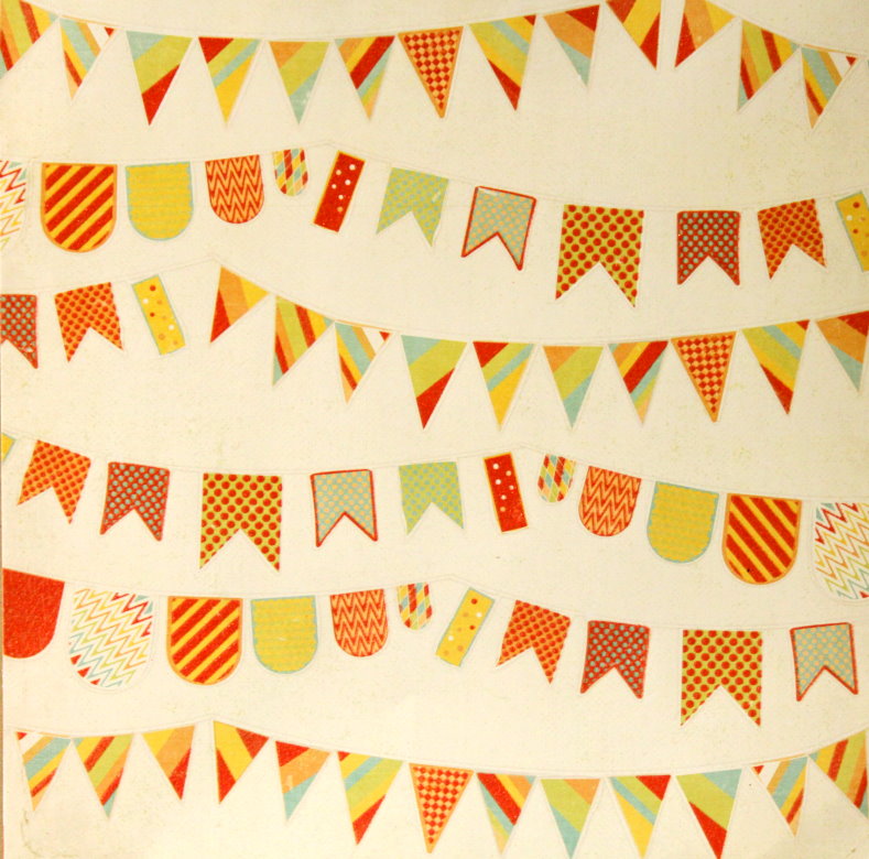 DCWV 12 X 12 Sweet Tangerine Heat Embossed Glitter Pennants Specialty Cardstock Scrapbook Paper