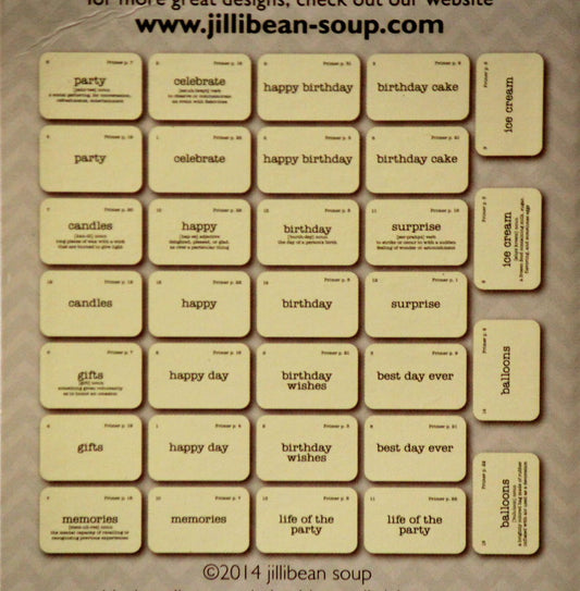 Jillibean Soup Birthday Bisque Die-Cut Flashcards Embellishments