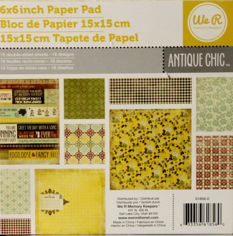 We Are Memory Keepers Antique Chic Double-sided 6 x 6 Scrapbook Paper Pad