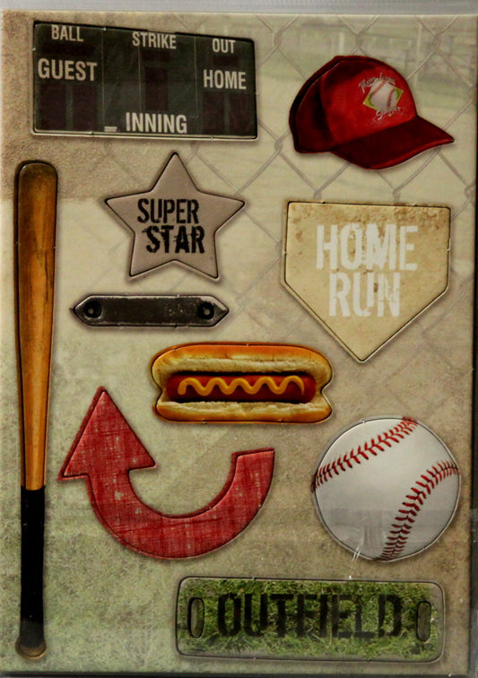 Paper House Baseball Dimensional Chipboard Accents Die-Cut Embellishments