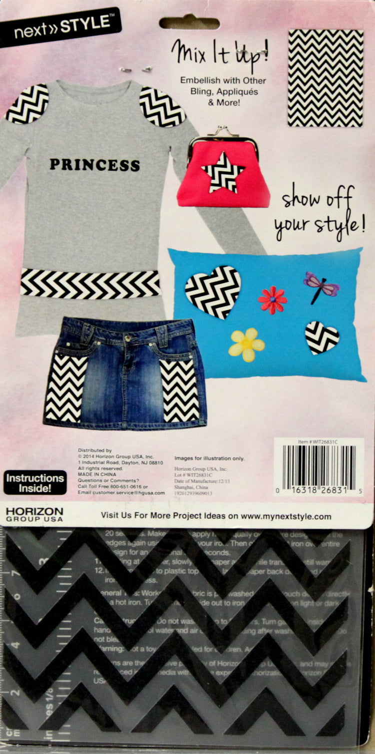 Next Style Iron-On Black Zig Zag Transfer