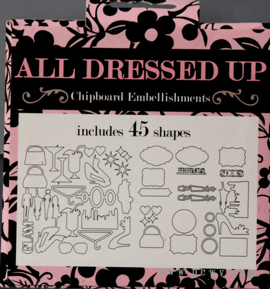 DCWV With Glitter All Dressed Up Chipboard Embellishments - SCRAPBOOKFARE