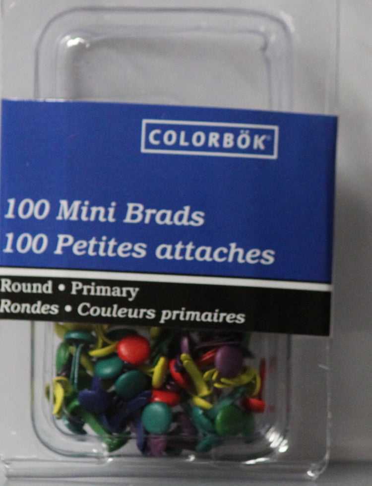 Colorbok 100 Primary Round Mini Brads