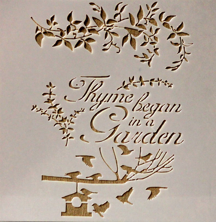 Thyme Began In A Garden Plastic Stencil
