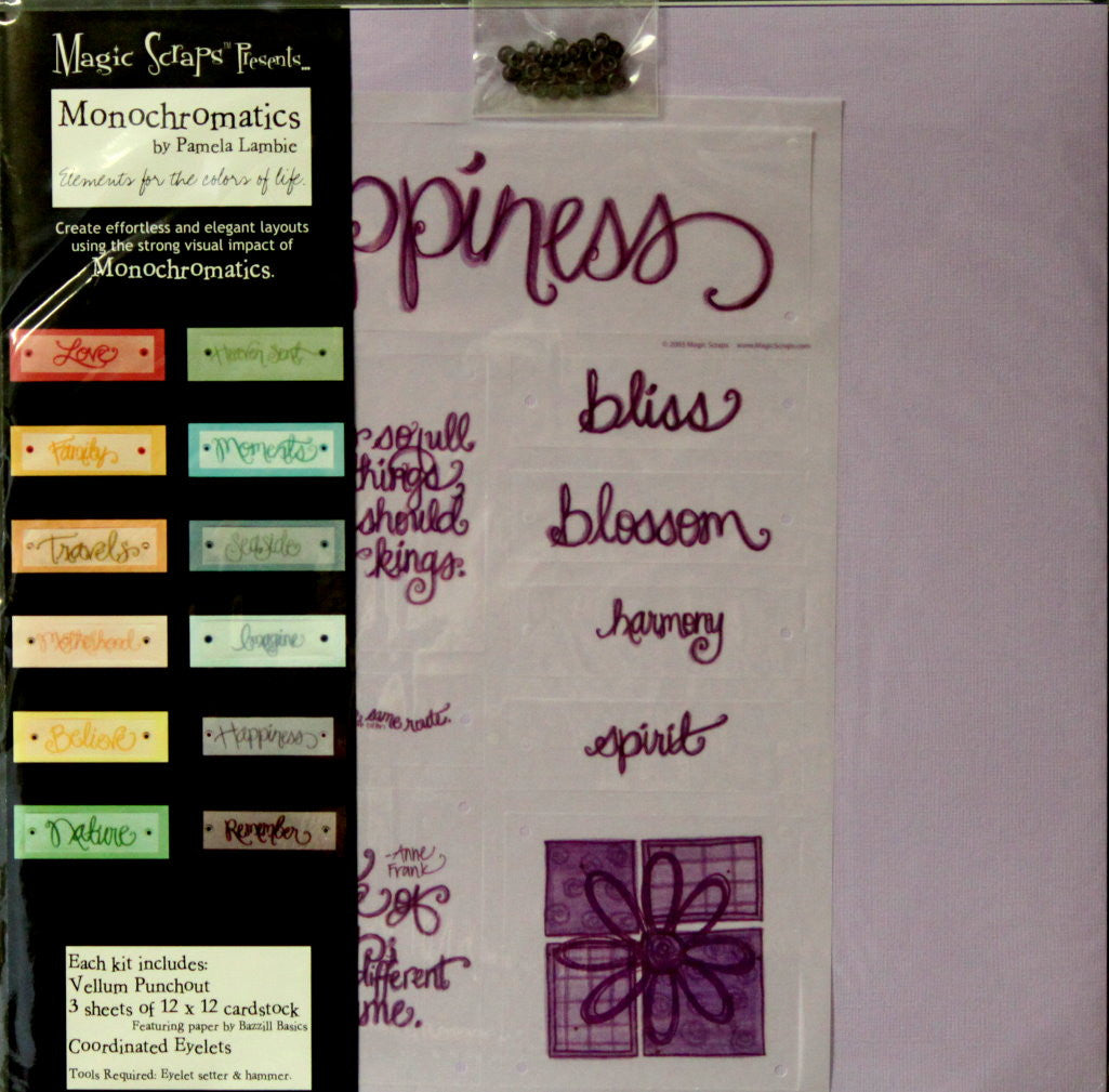 Magic Scraps 12 X 12 Monochromatics Happiness Scrapbook Page Kit - SCRAPBOOKFARE