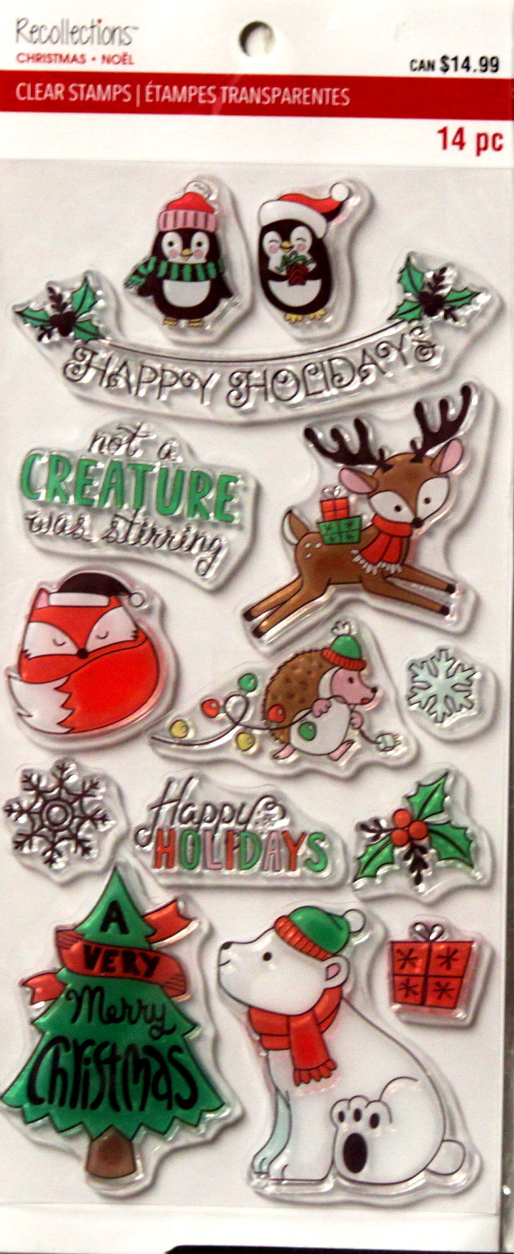 Recollections Christmas Noel Holiday Sentiments & Icons Clear Stamps Collection