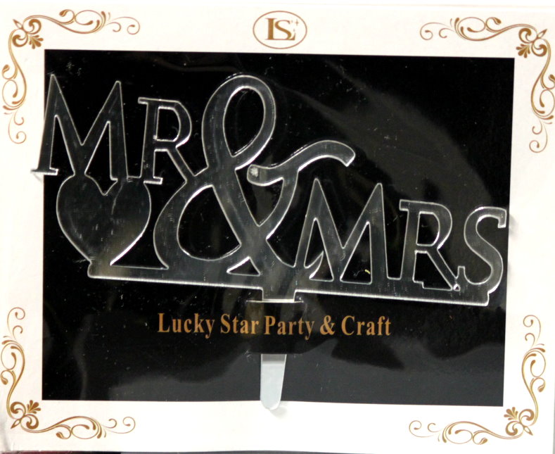 Mr. & Mrs. Mirrored Acrylic Cake Topper