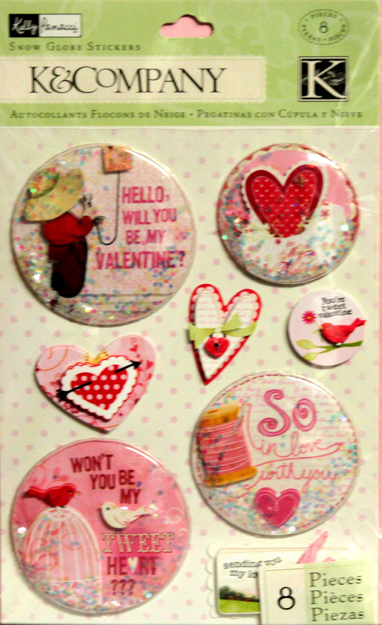 K & Company Kelly Panacci Valentine Snow Globe Dimensional Stickers