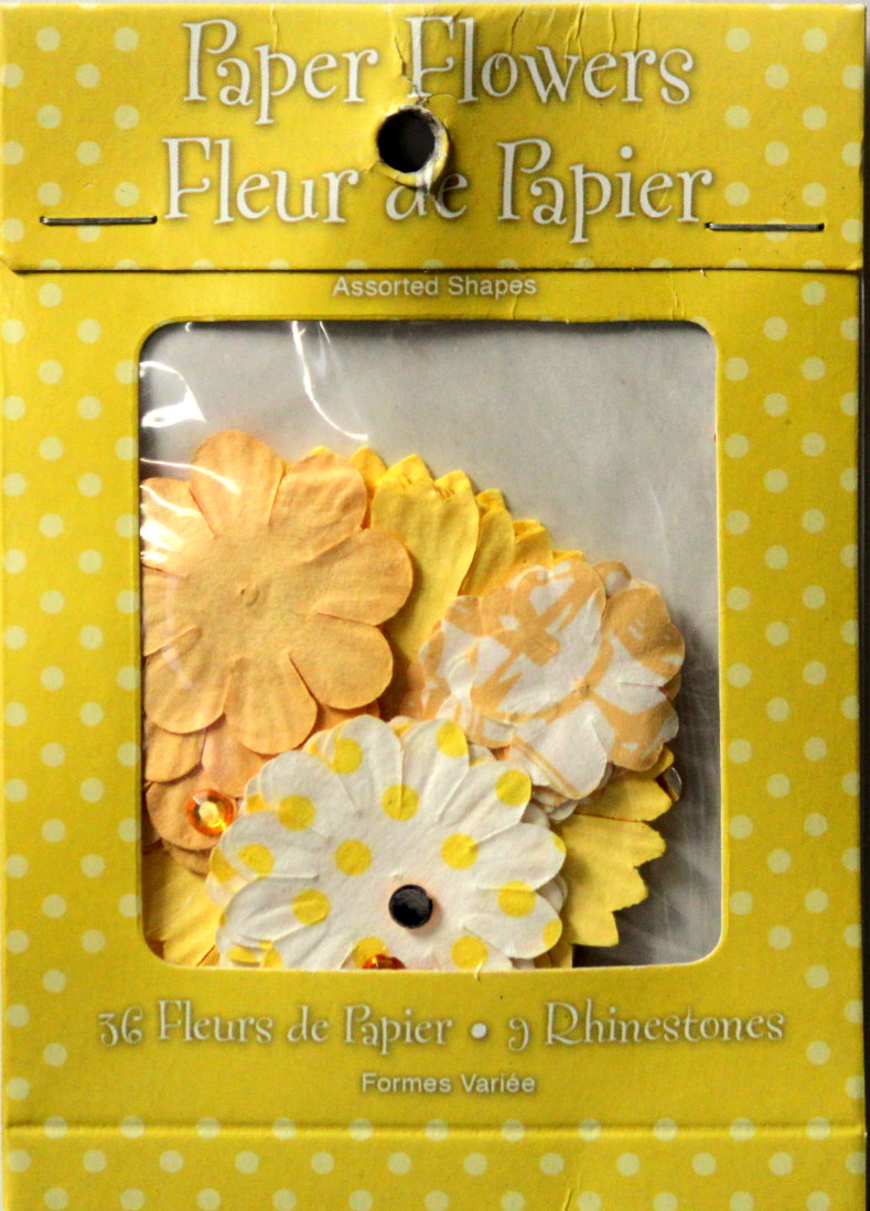 Shades Of Yellow Paper Flowers & Gems Variety Embellishments