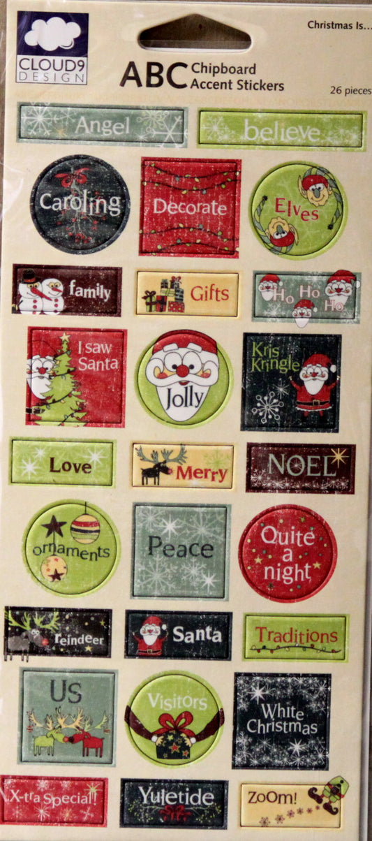 Cloud 9 Design Christmas Is... Chipboard Accent Stickers