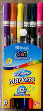 Bazic 2 in 1 Double-Sided Washable Markers Set