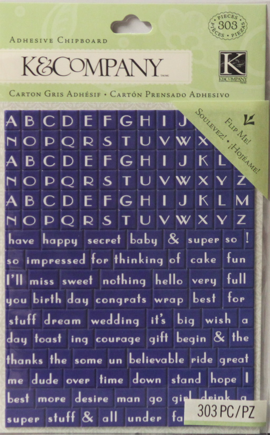 K & Company IG Blue Alphabet Adhesive Chipboard Stickers