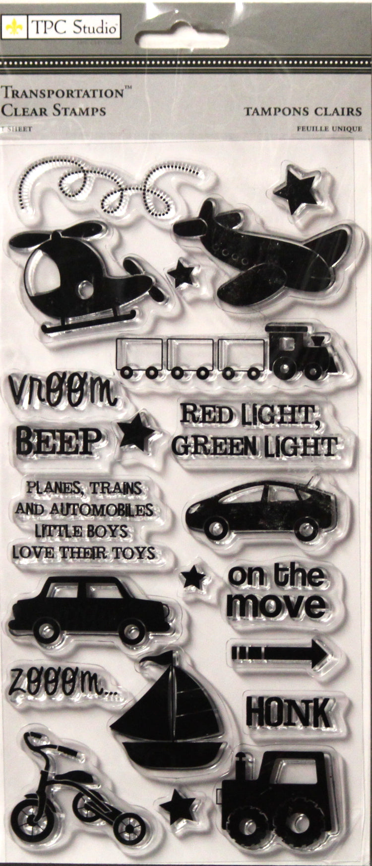 TPC Studio Transportations Clear Cling Stamps