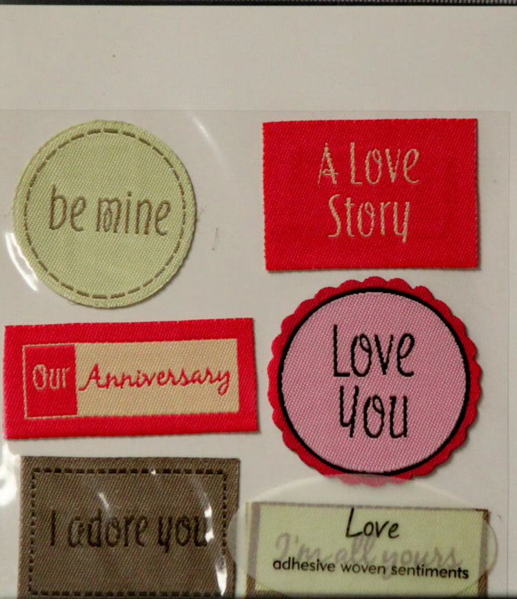 JoAnn Craft Essentials Love Adhesive Woven Sentiments Scrapbook Stickers