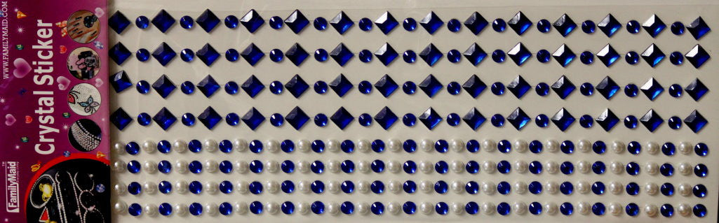 Family Maid Blue Crystals & Pearls Bling Stickers Embellishments - SCRAPBOOKFARE
