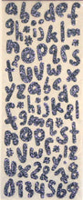 Sky Blue Glitter Alphabet & Numbers Scrapbook Stickers Embellishments