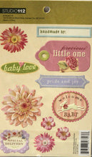 K & Company Studio 112 Floral Baby Embossed Glittered Scrapbook Stickers