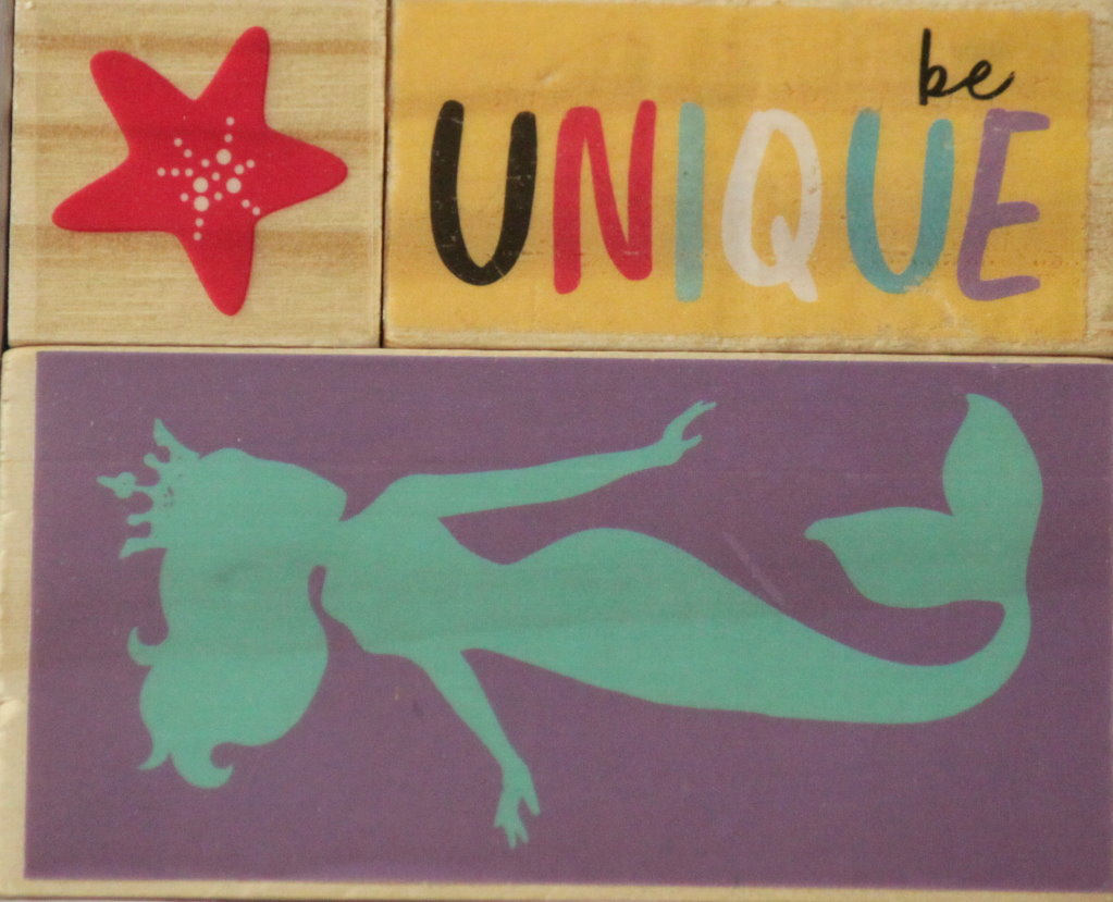 Mermaid Themed Wooden Mounted Rubber Stamp Set