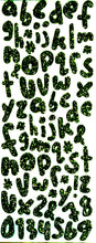 Green Grass Glitter Alphabet & Numbers Scrapbook Stickers Embellishments
