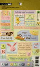 K & Company Studio 112 Baby Words & Images Embossed Glittered Scrapbook Stickers