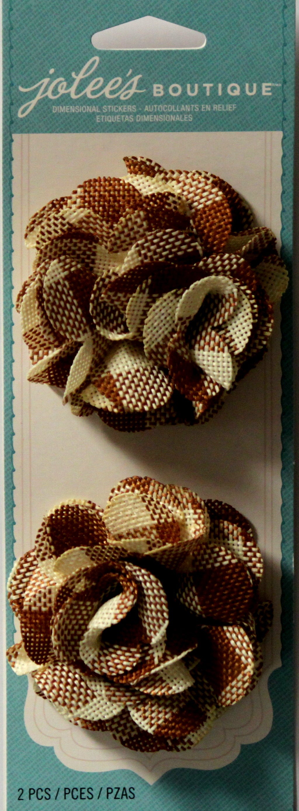 Jolee's Boutique Plaid Burlap Flowers Stickers