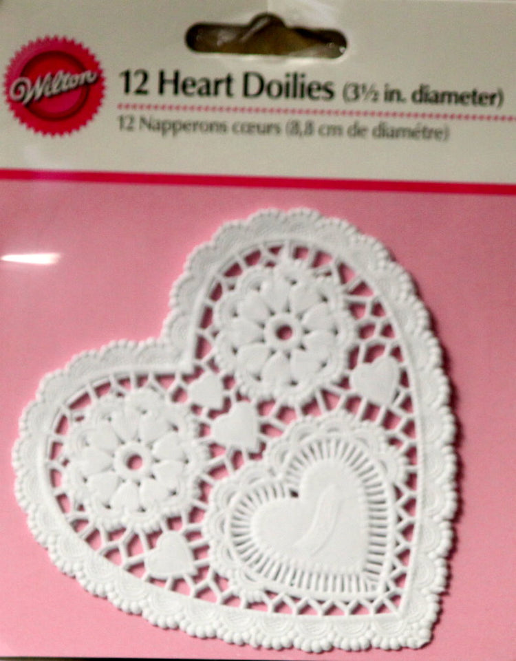 Wilton White Heart 3.50" Paper Doilies