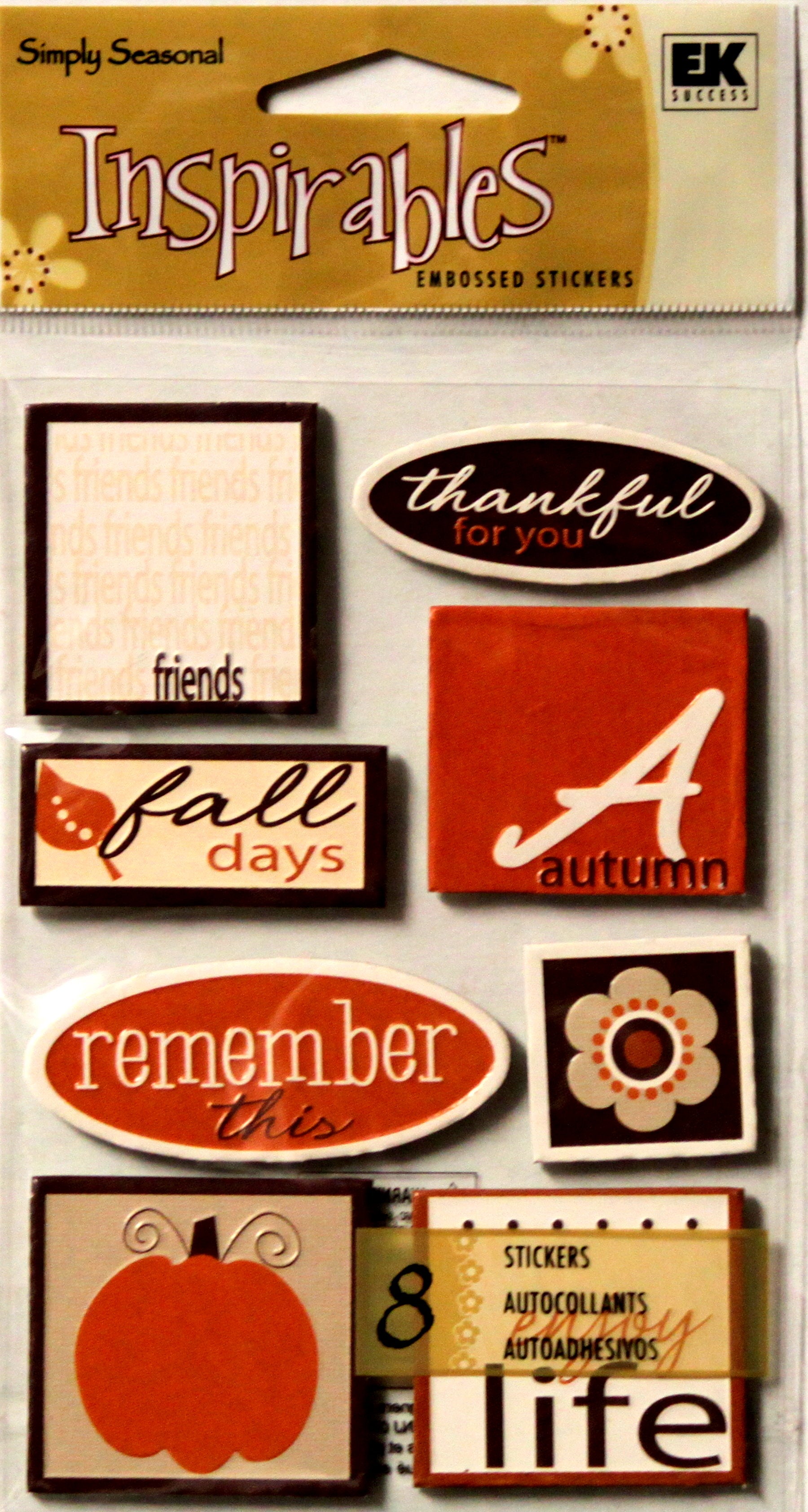 Ek Success Inspirables Harvest Embossed Sentiment Dimensional Stickers