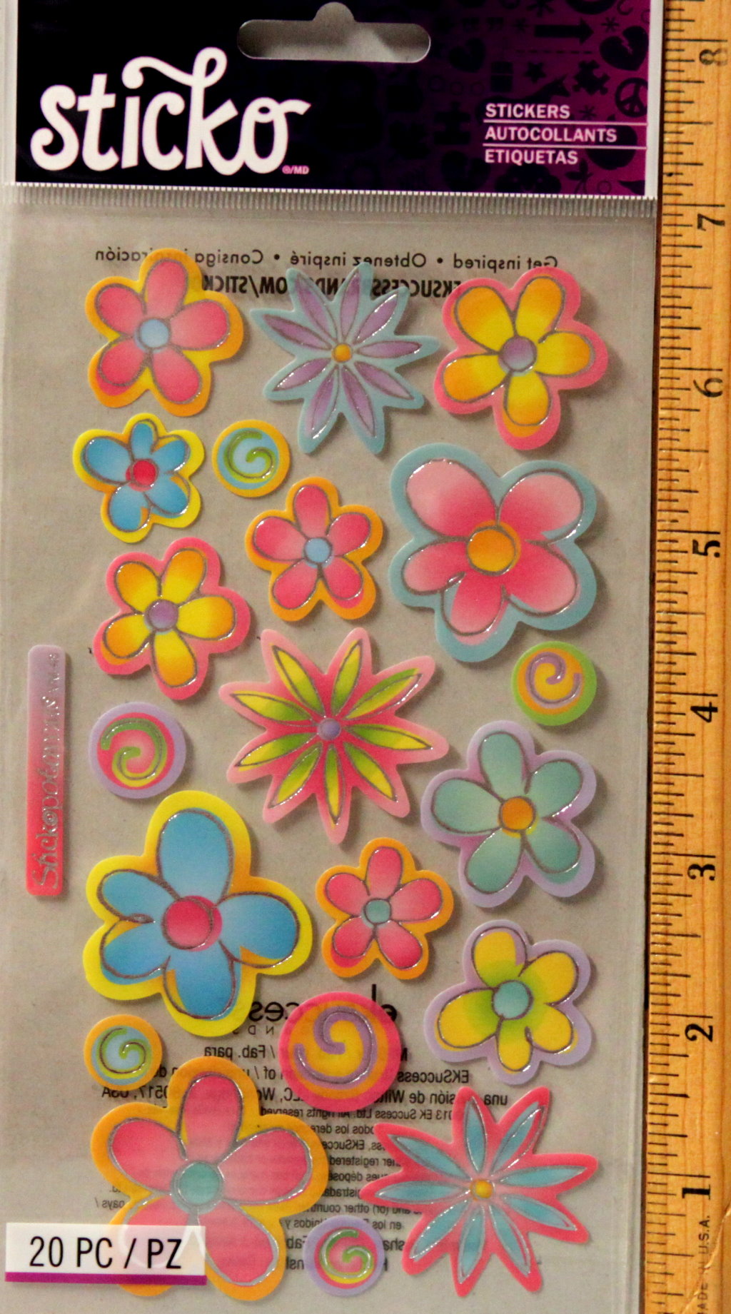 Sticko Vellum Flowers Metallic Stickers